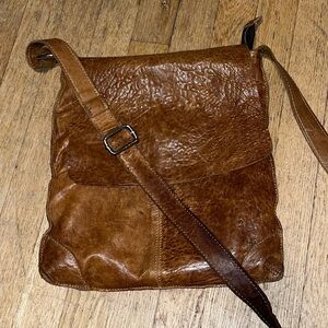 MAXON soft textured leather messenger crossbody bag